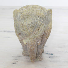 Load image into Gallery viewer, Hand Carved Soapstone Elephant Statuette from India - Elephant Royalty | NOVICA
