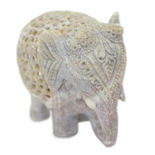 Load image into Gallery viewer, Hand Carved Soapstone Elephant Statuette from India - Elephant Royalty | NOVICA
