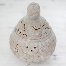 Load image into Gallery viewer, Handcrafted Soapstone Candy Jar from India - Elephant Harmony | NOVICA
