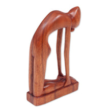 Load image into Gallery viewer, Indonesian Hand-Carved Signed Wood Tabletop Yoga Sculpture - Camel Pose | NOVICA
