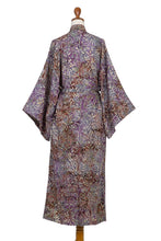 Load image into Gallery viewer, Sienna Purple Floral Batik on Rayon Long Robe from Indonesia - Floral Mansion | NOVICA
