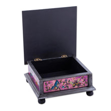 Load image into Gallery viewer, Reverse Painted Glass Decorative Box with Butterflies - Purple Winter Butterflies | NOVICA
