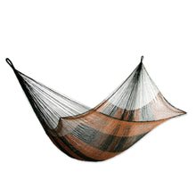 Load image into Gallery viewer, Nylon Rope Hammock in Moss Green and Copper (Single) Mexico - Copper Mountain | NOVICA
