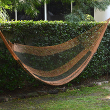Load image into Gallery viewer, Nylon Rope Hammock in Moss Green and Copper (Single) Mexico - Copper Mountain | NOVICA
