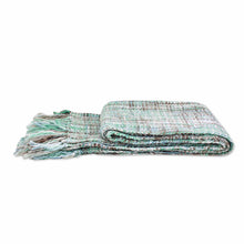 Load image into Gallery viewer, Pastel Green Throw Blanket with Fringes from India - Mint Beauty | NOVICA

