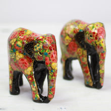 Load image into Gallery viewer, Indian Wooden Sculpture Set of 2 Painted Floral Elephants - Elephant Bloom | NOVICA
