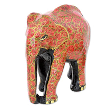 Load image into Gallery viewer, Indian Wood Painted Papier Mache Floral Elephant Sculpture - Floral Charm | NOVICA
