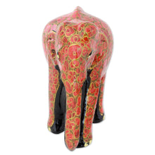 Load image into Gallery viewer, Indian Wood Painted Papier Mache Floral Elephant Sculpture - Floral Charm | NOVICA
