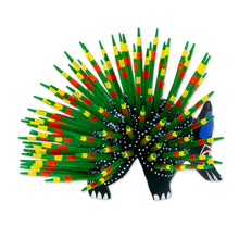 Load image into Gallery viewer, Copal Wood and Maguey Mexican Porcupine Sculpture in Green - Cute Porcupine in Green | NOVICA
