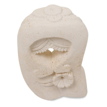 Load image into Gallery viewer, Sandstone Sculpture of a Couple Kissing from Indonesia - Flower Kisses | NOVICA
