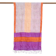 Load image into Gallery viewer, 100% Indian Tussar Silk Shawl with Lavender Ginger Geometry - Magical Beehives | NOVICA
