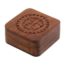 Load image into Gallery viewer, Hand Carved Mango Wood Decorative Box from India - Magnificent Sun | NOVICA
