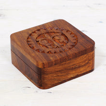 Load image into Gallery viewer, Hand Carved Mango Wood Decorative Box from India - Magnificent Sun | NOVICA

