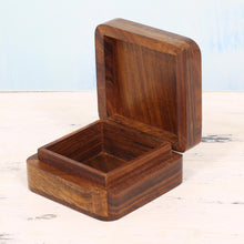 Load image into Gallery viewer, Hand Carved Mango Wood Decorative Box from India - Magnificent Sun | NOVICA
