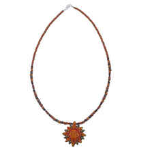 Load image into Gallery viewer, 925 Sterling Silver and Ceramic Inca Sun Necklace from Peru - Incan Sun God | NOVICA
