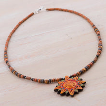 Load image into Gallery viewer, 925 Sterling Silver and Ceramic Inca Sun Necklace from Peru - Incan Sun God | NOVICA
