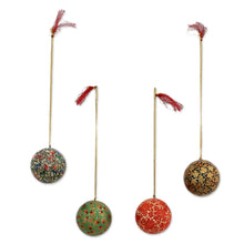 Load image into Gallery viewer, Set of Four Round Colorful Papier Mache Ornaments from India - Alluring Baubles | NOVICA
