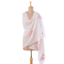 Load image into Gallery viewer, Hand-Embroidered Light Pink Paisley Motif Shawl from India - Pink Blush | NOVICA
