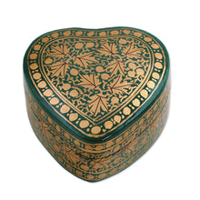 Load image into Gallery viewer, Green and Gold Decorative Papier Mache Box from India - Royal Viridescence | NOVICA
