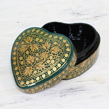 Load image into Gallery viewer, Green and Gold Decorative Papier Mache Box from India - Royal Viridescence | NOVICA
