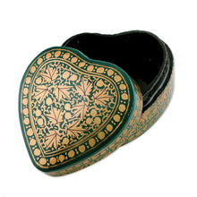 Load image into Gallery viewer, Green and Gold Decorative Papier Mache Box from India - Royal Viridescence | NOVICA
