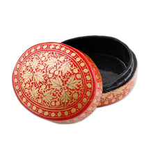 Load image into Gallery viewer, Gold and Red Papier Mache Decorative Box from India - Serene Vermilion | NOVICA
