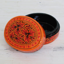 Load image into Gallery viewer, Orange and Red Papier Mache Decorative Box from India - Serene Delight | NOVICA
