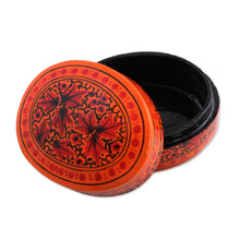 Load image into Gallery viewer, Orange and Red Papier Mache Decorative Box from India - Serene Delight | NOVICA
