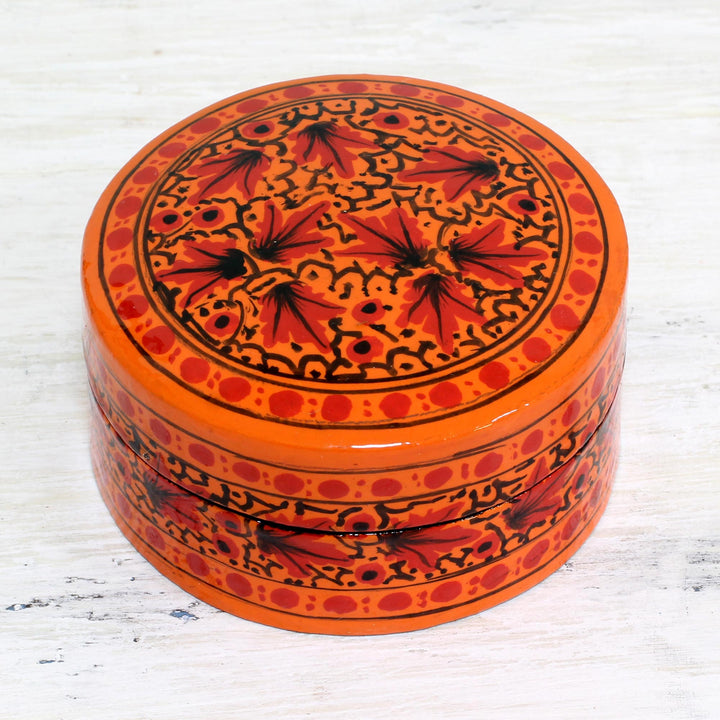 Hand Painted Papier Mache Decorative Box from India - Alluring Delight | NOVICA