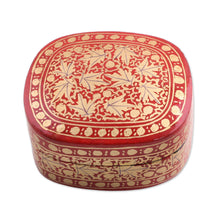 Load image into Gallery viewer, Red and Gold Papier Mache Decorative Box from India - Graceful Vermilion | NOVICA
