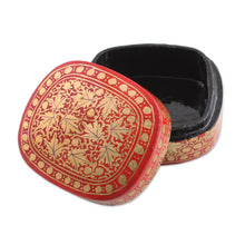 Load image into Gallery viewer, Red and Gold Papier Mache Decorative Box from India - Graceful Vermilion | NOVICA
