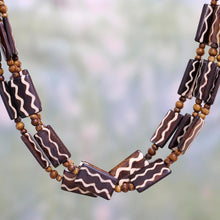 Load image into Gallery viewer, Handmade Brown Beaded Bone Necklace from India - Desert Radiance | NOVICA
