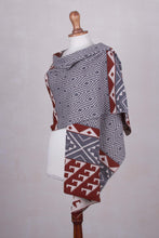 Load image into Gallery viewer, Alpaca Blend Geometric Shawl in Brick and Slate from Peru - Geometric Andes | NOVICA
