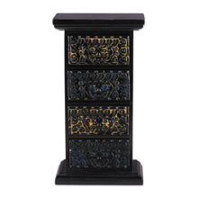 Load image into Gallery viewer, Four-Drawer Floral Repousse Wood Mini Chest of Drawers - Pretty Petals | NOVICA
