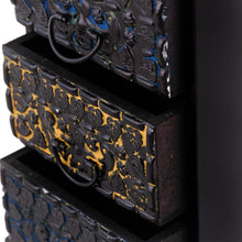 Load image into Gallery viewer, Four-Drawer Floral Repousse Wood Mini Chest of Drawers - Pretty Petals | NOVICA
