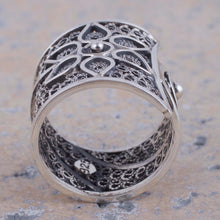 Load image into Gallery viewer, Sterling Silver Floral Filigree Band Ring from Peru - Magical Flower Vine | NOVICA
