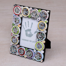 Load image into Gallery viewer, 3x5 Recycled Paper Circle Motif Photo Frame from Bali - Memory Circles | NOVICA

