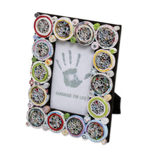 Load image into Gallery viewer, 3x5 Recycled Paper Circle Motif Photo Frame from Bali - Memory Circles | NOVICA
