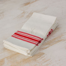 Load image into Gallery viewer, Red and White Striped Cotton Napkins (Set of 6) - Peaceful Lines | NOVICA
