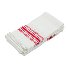 Load image into Gallery viewer, Red and White Striped Cotton Napkins (Set of 6) - Peaceful Lines | NOVICA
