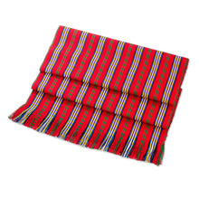 Load image into Gallery viewer, Red Striped 100% Cotton Table Runner from Guatemala - Latin Festival | NOVICA

