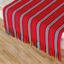Load image into Gallery viewer, Red Striped 100% Cotton Table Runner from Guatemala - Latin Festival | NOVICA
