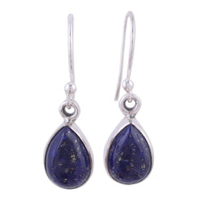 Load image into Gallery viewer, Lapis Lazuli and Sterling Silver Hook Earrings from India - Be True | NOVICA
