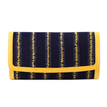 Load image into Gallery viewer, Batik Striped Cotton Clutch in Maize and Black from India - Maize Dreams | NOVICA
