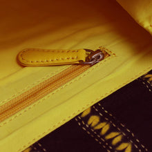 Load image into Gallery viewer, Batik Striped Cotton Clutch in Maize and Black from India - Maize Dreams | NOVICA
