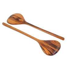 Load image into Gallery viewer, Pair of Handcrafted Guatemalan Jobillo Wood Salad Utensils - Peten Kitchen | NOVICA
