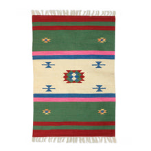Load image into Gallery viewer, Cozy Hand Woven Multicolor Striped Wool Rug from India (4x6) - Starry Garden | NOVICA
