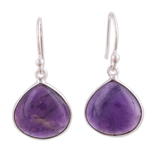 Load image into Gallery viewer, Amethyst and Sterling Silver Dangle Earrings from India - Dancing Soul | NOVICA
