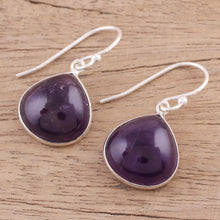 Load image into Gallery viewer, Amethyst and Sterling Silver Dangle Earrings from India - Dancing Soul | NOVICA
