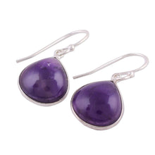 Load image into Gallery viewer, Amethyst and Sterling Silver Dangle Earrings from India - Dancing Soul | NOVICA
